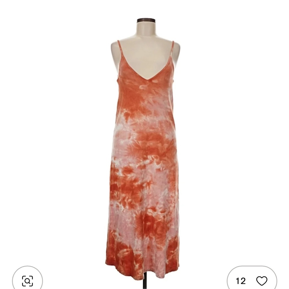 Zara Orange & Cream Tie-Dye Slip Midi Dress